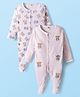 ToffyHouse Interlock Knit Full Sleeves Footed Sleepsuit With Animal Print Pack Of 2 - Multicolour