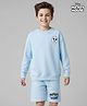 Primo Gino Disney Terry Knit Full Sleeves Sweatshirt and Short Set with Front and Back Mickey & Friends Graphic - Light Blue