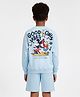 Primo Gino Disney Terry Knit Full Sleeves Sweatshirt and Short Set with Front and Back Mickey & Friends Graphic - Light Blue