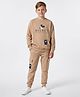 Primo Gino Disney Terry Knit Full Sleeves Sweatshirt and Trackpants with Mickey Mouse Graphic & Kangaroo Pocket Detailing - Light Brown