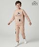 Primo Gino Disney Terry Knit Full Sleeves Sweatshirt and Trackpants with Mickey Mouse Graphic & Kangaroo Pocket Detailing - Light Brown