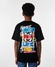Primo Gino Marvel Terry Knit Drop Shoulder Half Sleeves T-Shirt with Front & Back Marvel Graphic - Black