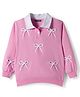 Pine Kids Cotton Knit Full Sleeves Collared Sweatshirt With Bow Applique - Pink