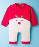 ToffyHouse Interlock Knit Full Sleeves Romper with Reindeer Embroidery - Red