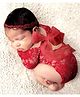 Babymoon Lace Bow Romper & Hairband Baby Gift Set, Baby Photoshoot Props Set of 2-Red