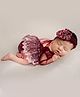 Babymoon Lace Net Frock & Hairband Baby Gift Set, Baby Photoshoot Props Set of 2-Red