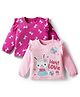 Doodle Poodle 100% Cotton Knit Full Sleeves Tops With Bunny & Bow Print With Frill Detailing Pack of 2- Dark Pink & Pink