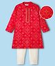 EARTHY TOUCH Rayon Woven Full Sleeves Kurta Pajama Set With Floral Print - Red