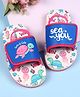 Babyoye Velcro Closure Flip Flops With Sea Animals Print - White & Blue