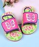 Babyoye Butterfly & Floral Printed Flip Flops with Back Strap - Fuchsia