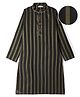 EARTHY TOUCH Cotton Woven Full Sleeves Kurta With Stripes - Black