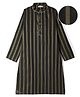 EARTHY TOUCH Cotton Woven Full Sleeves Kurta With Stripes - Black