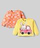 Doodle Poodle Single Jersey Knit Full Sleeves Top With Bunny & Floral Print Pack of 2 - Orange & Yellow