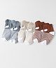 Doodle Poodle Cotton Knit Ankle Length Socks with Bear Design & Stripes Pack of 3 - Brown Grey & Beige