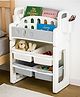 BAYBEE Multipurpose Storage Rack for Kids | Toy Organizer & Bookshelf for Toddlers | Compact Storage Shelf for Toys, Stationery, Art Supplies | Detachable Book Rack with Rounded Corners (Grey)