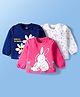 Doodle Poodle Single Jersey Knit Full Sleeves Top With Bunny & Floral Print Pack of 3 - Navy Blue Pink & White