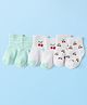 Doodle Poodle Cotton Knit Ankle Length  Striped Socks with Cherry Design Pack of 3 - Sea Green