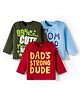 Doodle Poodle 100% Cotton Knit Full Sleeves T-Shirts with Text Print Pack of 3 - Aqua Blue Dark Green & Red