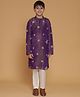 Piccolo Organza Woven Full Sleeves Sequins & Beads Embellised Kurta Pyjama Set - Purple