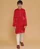 Piccolo Organza Full Sleeves Leheriya Designed Kurta Pyjama Set - Red