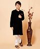 Piccolo Velvet Woven Full Sleeves Solid Sherwani Pyjama Set - Black
