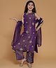 Piccolo Organza Woven Sleeveless Sequin & Beads Embellished Kurti Salwar Set With Dupatta - Purple