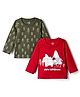 Doodle Poodle 100% Cotton Knit Full Sleeves T-Shirts With Polar Bear & Tree Print Pack of 2 - Red & Dark Green