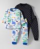 Kidi Wav Pack Of 2 Full Sleeves Dinosaurs & Polka Dots Printed Tees With Coordinating Joggers Set - Multi Colour