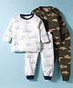 Kidi Wav Pack Of 2 Full Sleeves Train & Camouflage Printed Tee & Coordinating Joggers Set - Multi Colour