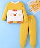 Mark & Mia Cotton Full Sleeves Winter Wear T-Shirt & Joggers Set with Bird Applique - Yellow & White