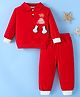 Mark & Mia Cotton Full Sleeves Winter Wear Polo T-Shirt & Joggers Set with Teddy Applique - Red