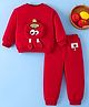 Mark & Mia Full Sleeves Winter Wear T-Shirt & Lounge Pant Set With Tomato Applique - Red