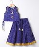 M'andy Georgette Woven Sleeveless Bandhani Designed Gota Lace & Tassels Embellished Coordinating Lehenga Choli Set - Blue