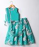 M'andy Woven Sleeveless Floral Embroidered & Sequins Embellished Lehena Choli With Dupatta Set - Blue