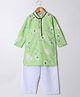 M'andy Cotton Silk Woven Full Sleeves Floral Printed & Lace Embellished Kurta Pyjama Set - Green