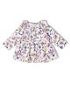 Vastrarth Pure Cotton Woven Full Sleeves Floral Swirls Printed Dress - Purple