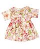 Vastrarth Cotton Woven Half Sleeves Floral Printed Dress - Off White