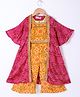 M'andy Cotton Silk Woven Bandhani Floral Printed Gota Lace & Tassels Embellished Coordinating Top Palazzo With Half Volume Sleeves Jacket Set - Yellow