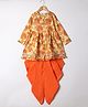 M'andy Cotton Woven Full Sleeves Floral Printed & Gota Lace Embellished Dhoti Kurti Set - Orange