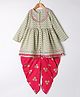 M'andy Viscose Cotton Woven Full Sleeves Floral Printed Striped & Gota Lace Embellished Dhoti Kurti Set - Off White
