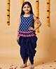 Nautinati Cotton Knit Sleeveless Ethnic Motifs Printed Top & Dhoti Set - Blue