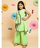 Nautinati Cotton Knit Sleeveless Swiss Dots Embroidered Kurti & Pant Set - Green