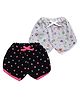 Superminis Cotton Blend Knit Pack Of 2 Hearts Printed Shorts - Black & Grey
