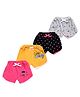 Superminis Cotton Blend Knit Pack Of 4 Good Vibes Only Text & Hearts Printed Shorts - Pink Yellow Black & Grey