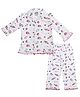 Superminis Cotton Blend Knit Full Sleeves Space Theme Printed Coordinating Night Suit Set - White