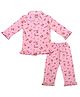 Superminis Cotton Blend Knit Full Sleeves Bunnies Printed Coordinating Night Suit Set - Pink