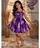 Superminis Net Woven Sleeveless 3D Floral Applique Detailed Dress - Purple