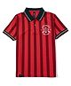 Earth Conscious Cotton Lycra Knit Half Sleeves Striped Polo Tee - Red