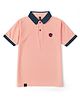 Earth Conscious Cotton Lycra Knit Half Sleeves Brand Name Patch Detailed Polo Tee - Peach