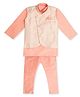 Earth Conscious Blended Woven Full Sleeves Solid Kurta Pyjama With Ethnic Embroidered Jacket Set - Pink